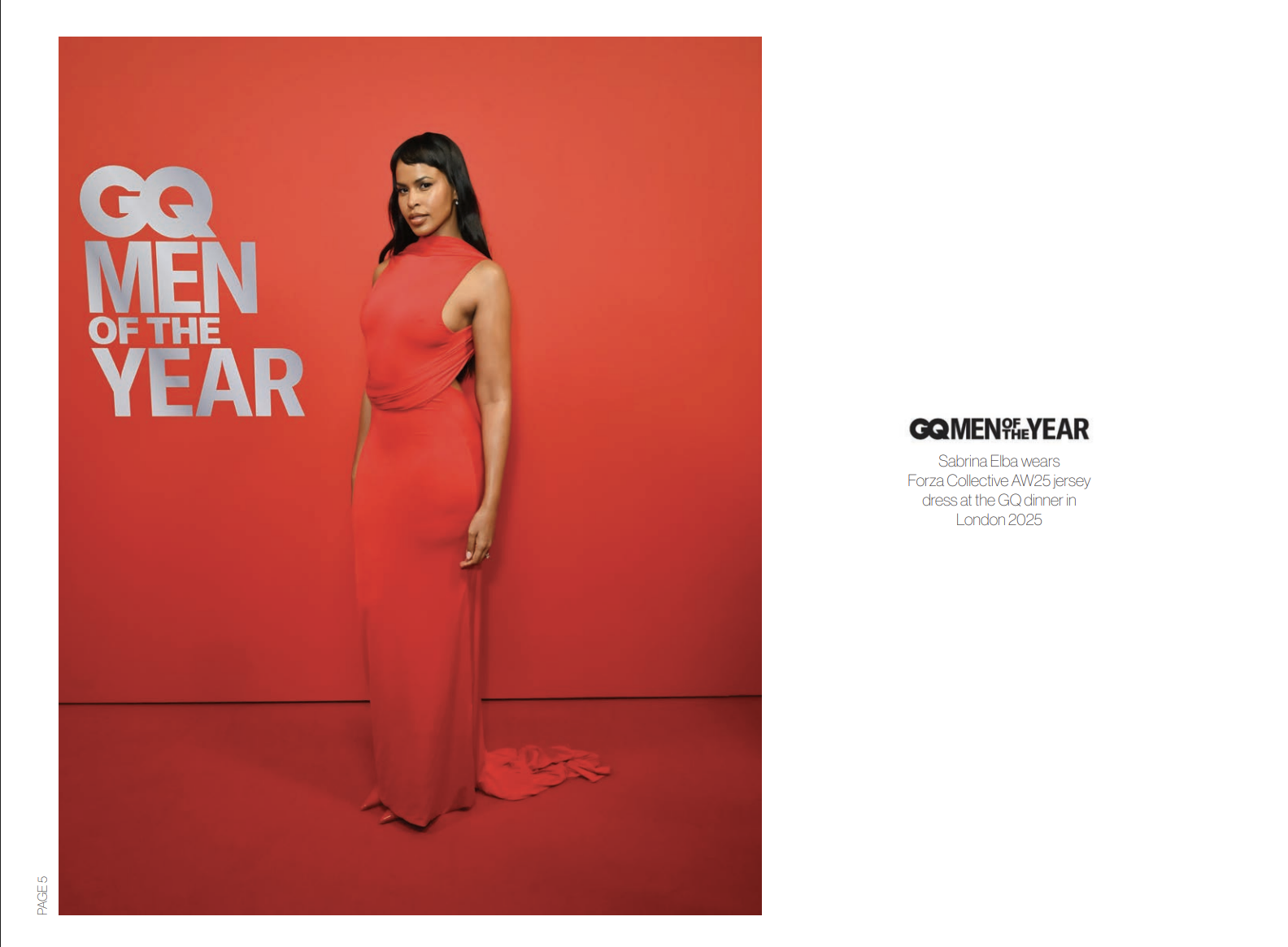 GQ Men of the Year — Sabrina Elba wears Forza Collective AW25 jersey dress at the GQ dinner in London, 2025